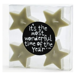 Theelichtjes - Sterren 5 stuks tea green